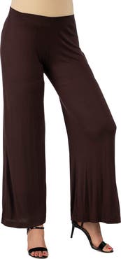 24seven Comfort Apparel Maternity Solid Color Palazzo Pants