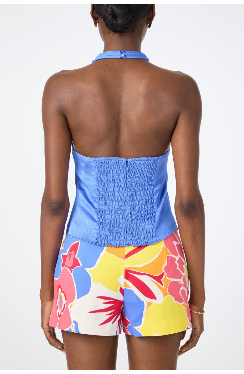 Trina Turk Lanika Satin Cowl Neck Halter Top, Alternate, color, Beach Ball Blue