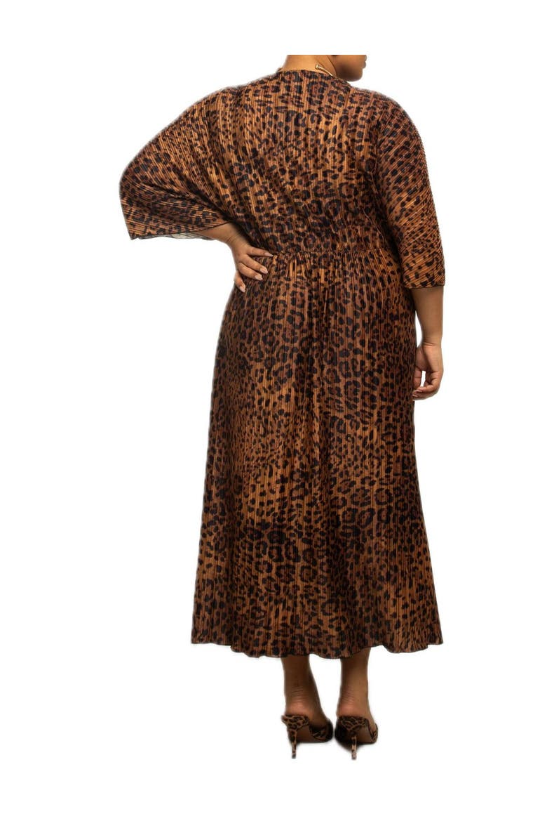 FASHION-SZN CURVE Plus Size Leopard Print Midi Dress, Alternate, color, Brown