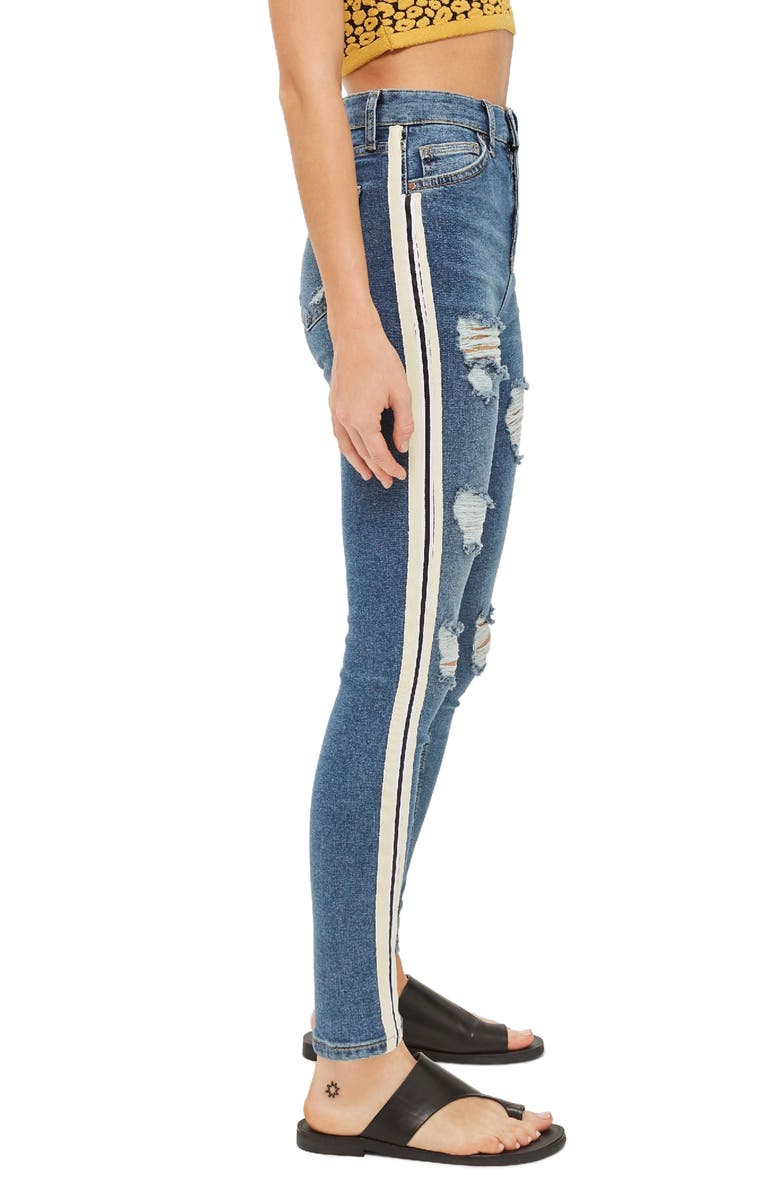Topshop Side Stripe Jeans, Alternate, color,