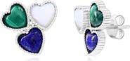SIMONA Sterling Silver Heart Cluster Stud Earrings