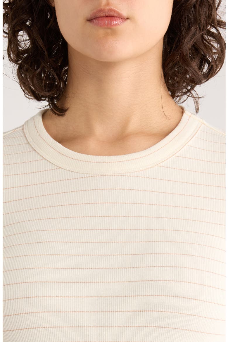 Lexi Stripe Sun-In Rib Long Sleeve T-Shirt, Alternate, color, IVORY/ ROSE GOLD