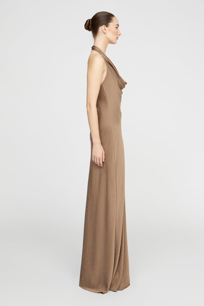 Sid Satin Gown, Alternate, color, Sandstone