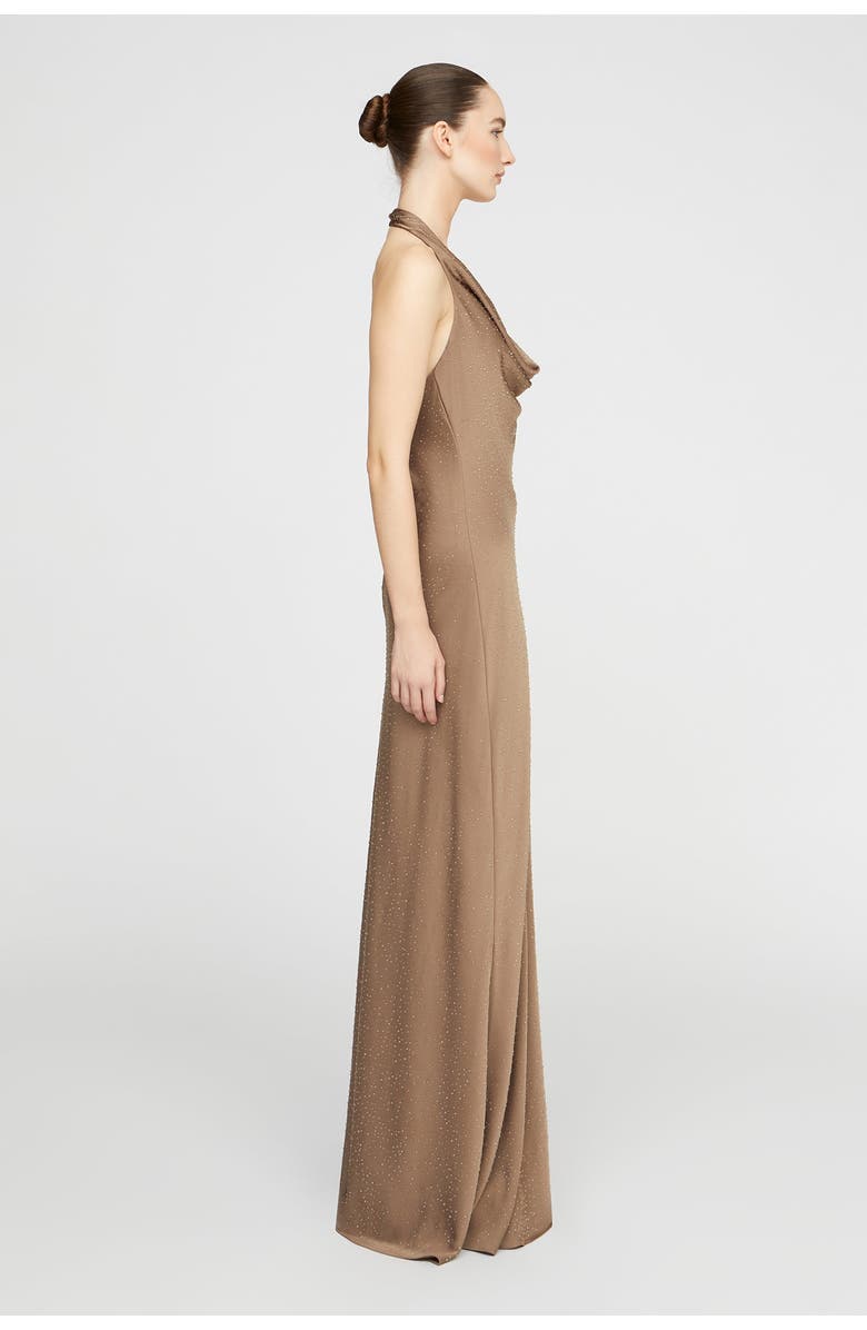 HALSTON Sid Satin Gown, Alternate, color, Sandstone