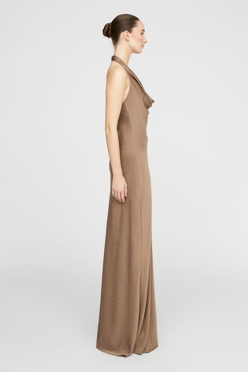 Halston Sid Satin Gown In Brown