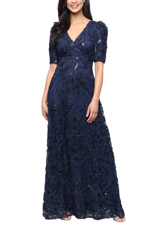 Sequin Soutache Empire Waist Gown