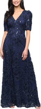 Alex Evenings Sequin Soutache Empire Waist Gown