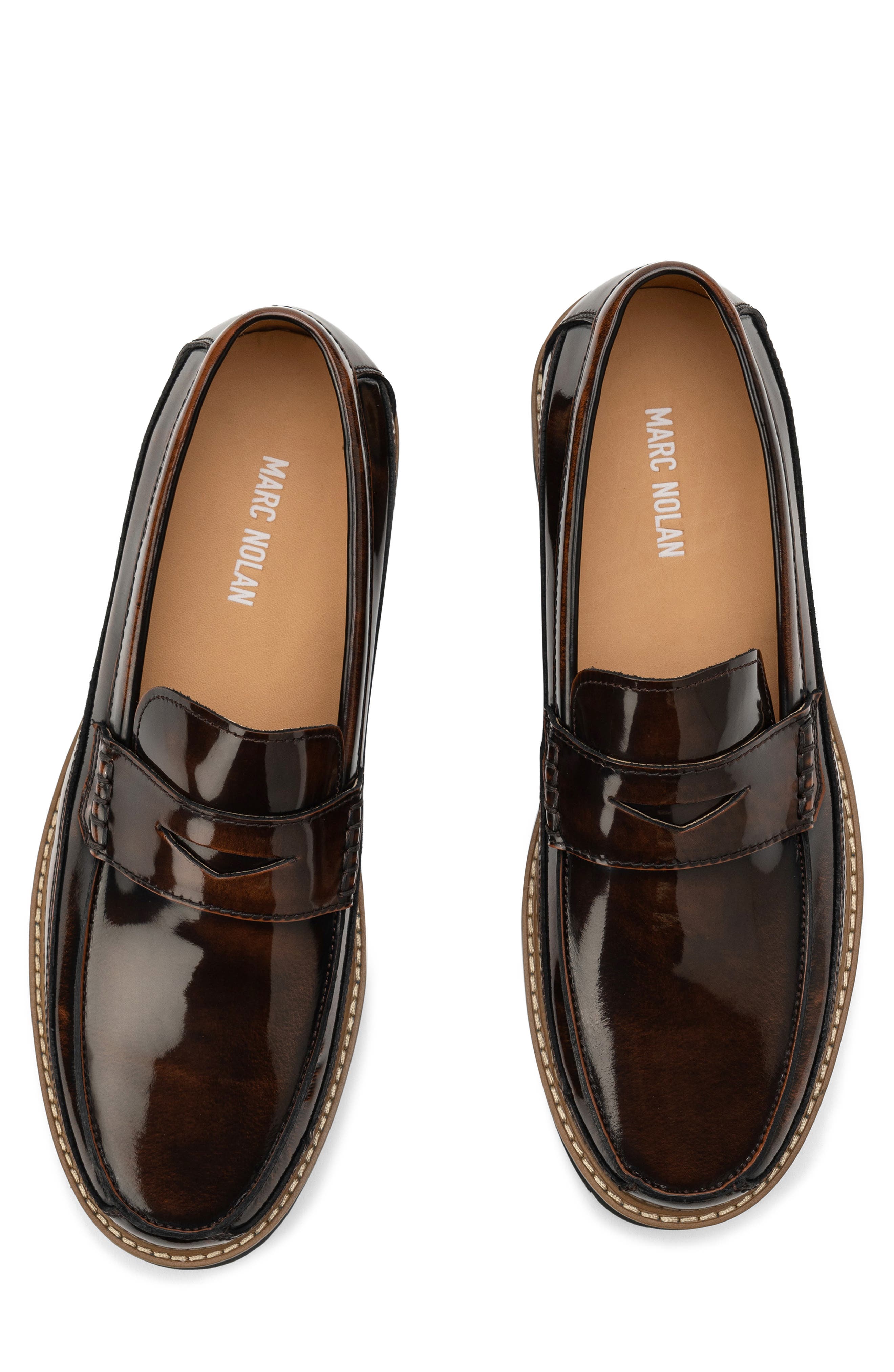 MARC NOLAN Alder Penny Loafer, Alternate, color, Mahogany Patent