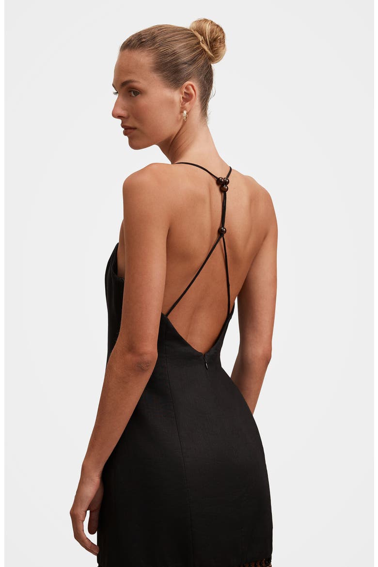 Rayna Macramé Fringe Maxi Dress, Alternate, color, BLACK