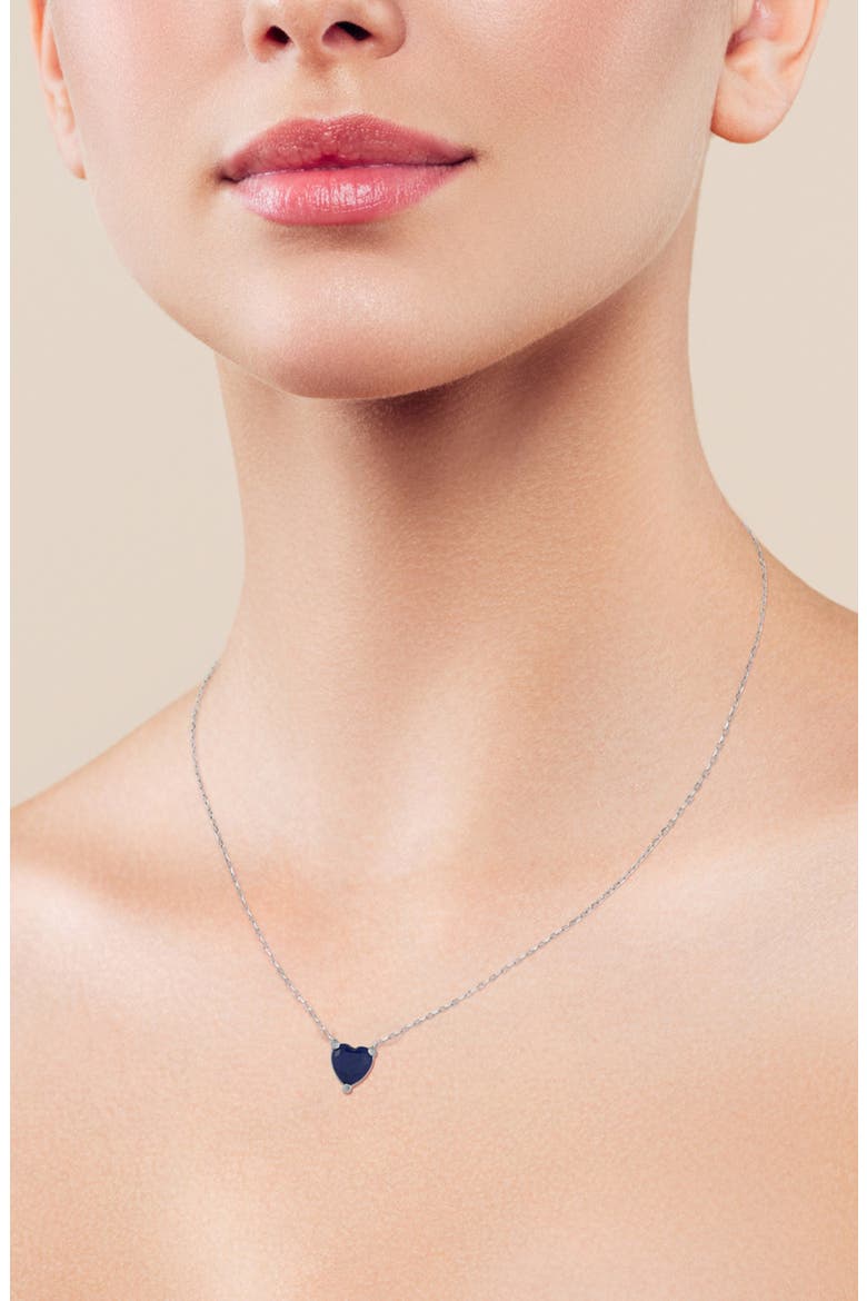 Cubic Zirconia Heart Pendant Necklace, Alternate, color, SILVER