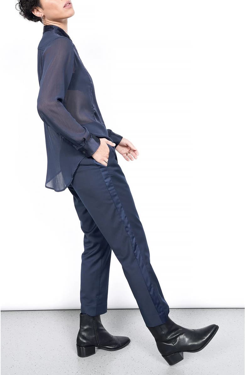 WILDFANG The Empower Sheer Long Sleeve Tuxedo Button Up, Alternate, color,