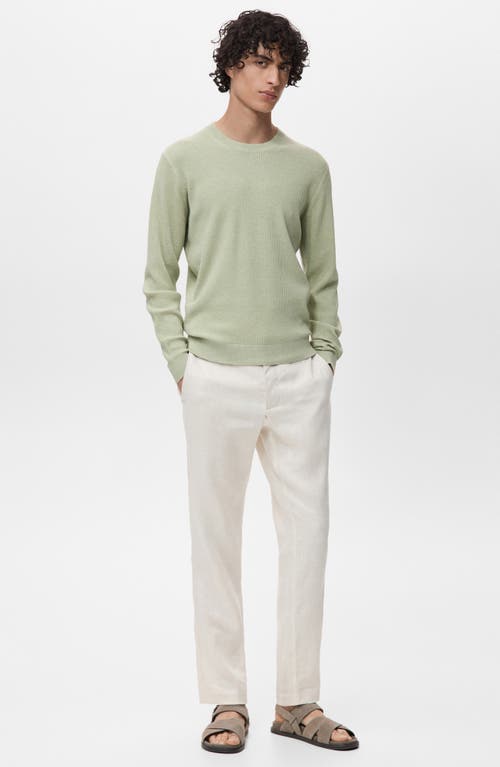 Mango Regular Fit Crewneck Rib Sweater In Green
