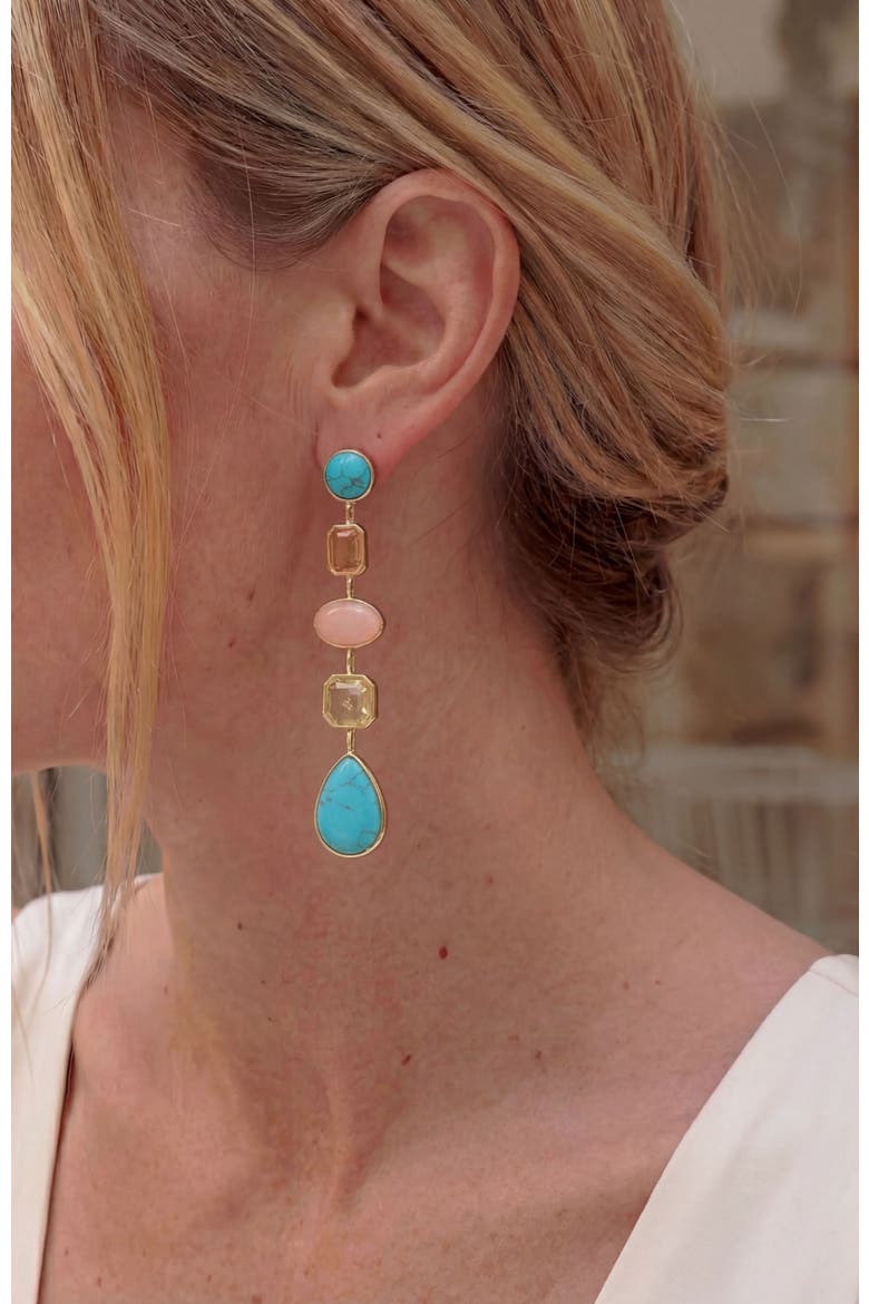 Naomie Convertible Statement Earrings, Alternate, color, Turquoise and pastel colors