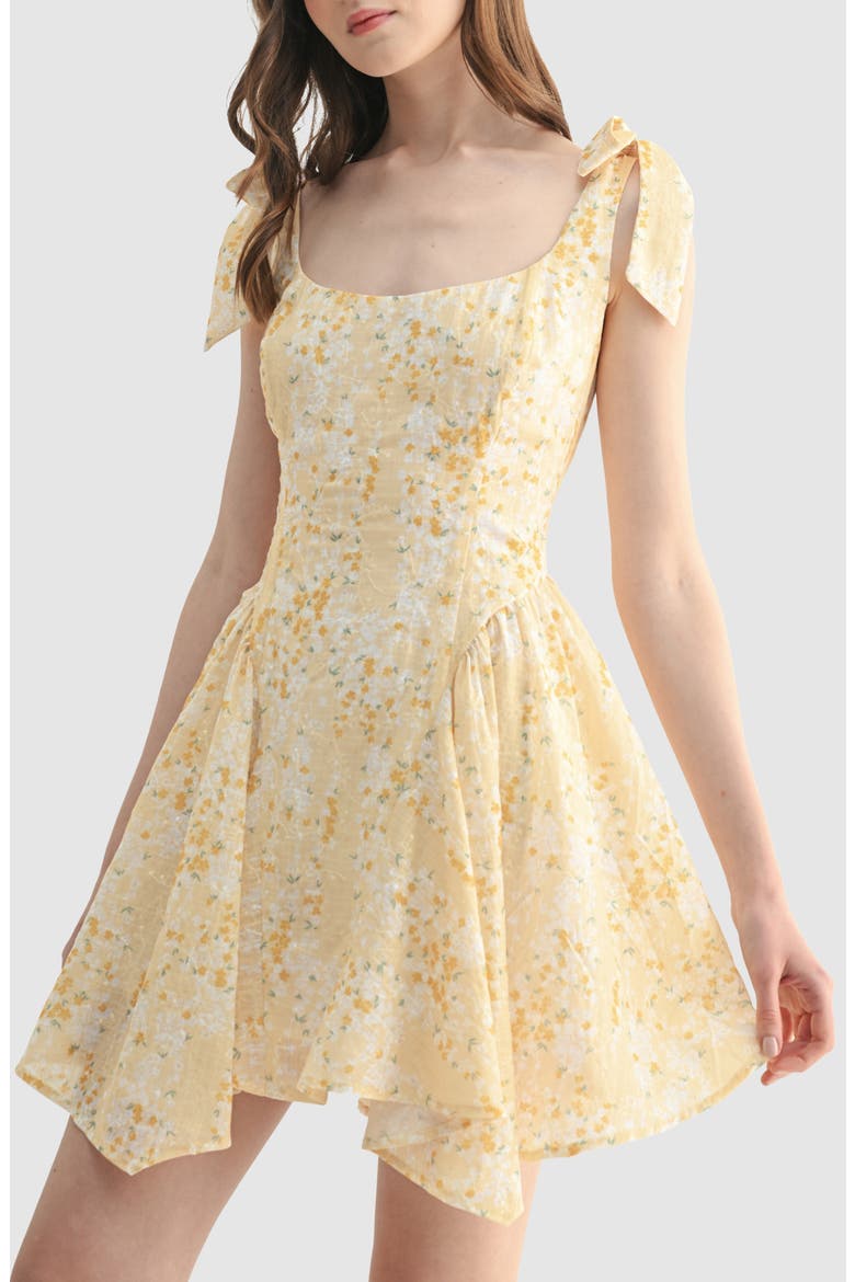 Floral Tie Strap Minidress, Alternate, color, YELLOW FLORAL
