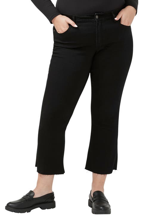 Suki Curvy Raw Hem Mid Rise Kick Flare Jeans (Plus)