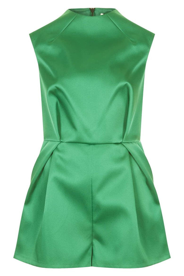 High Neck Satin Romper, Alternate, color, GREEN
