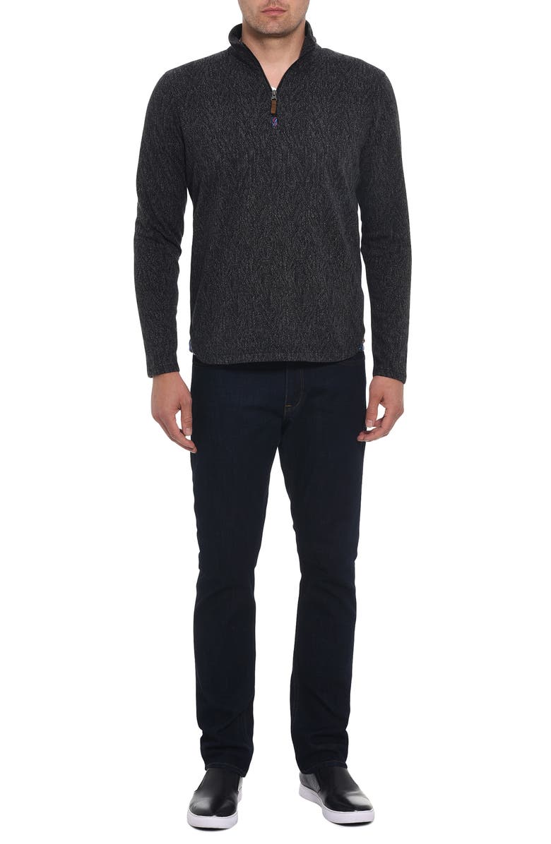 Robert Graham Diamond Jacquard Quarter Zip Cotton Pullover, Alternate, color,