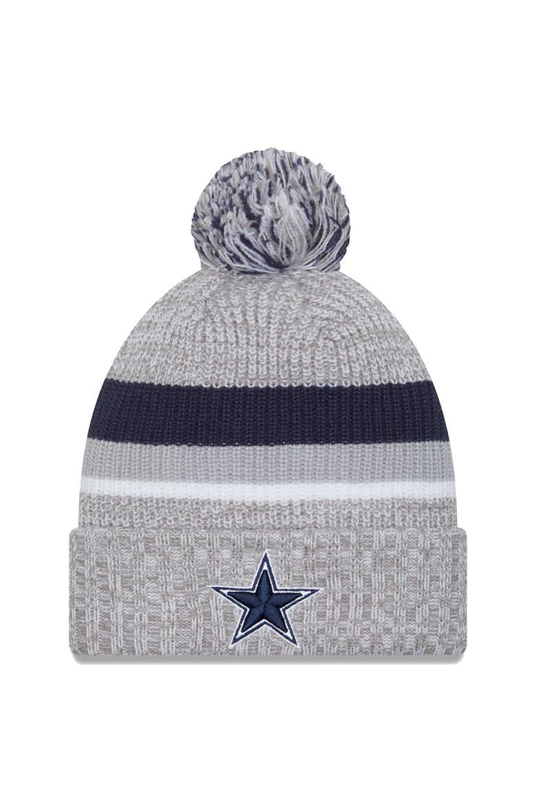 Men's New Era Heather Gray Dallas Cowboys Cuffed Knit Hat with Pom, Main, color, Heather Gray