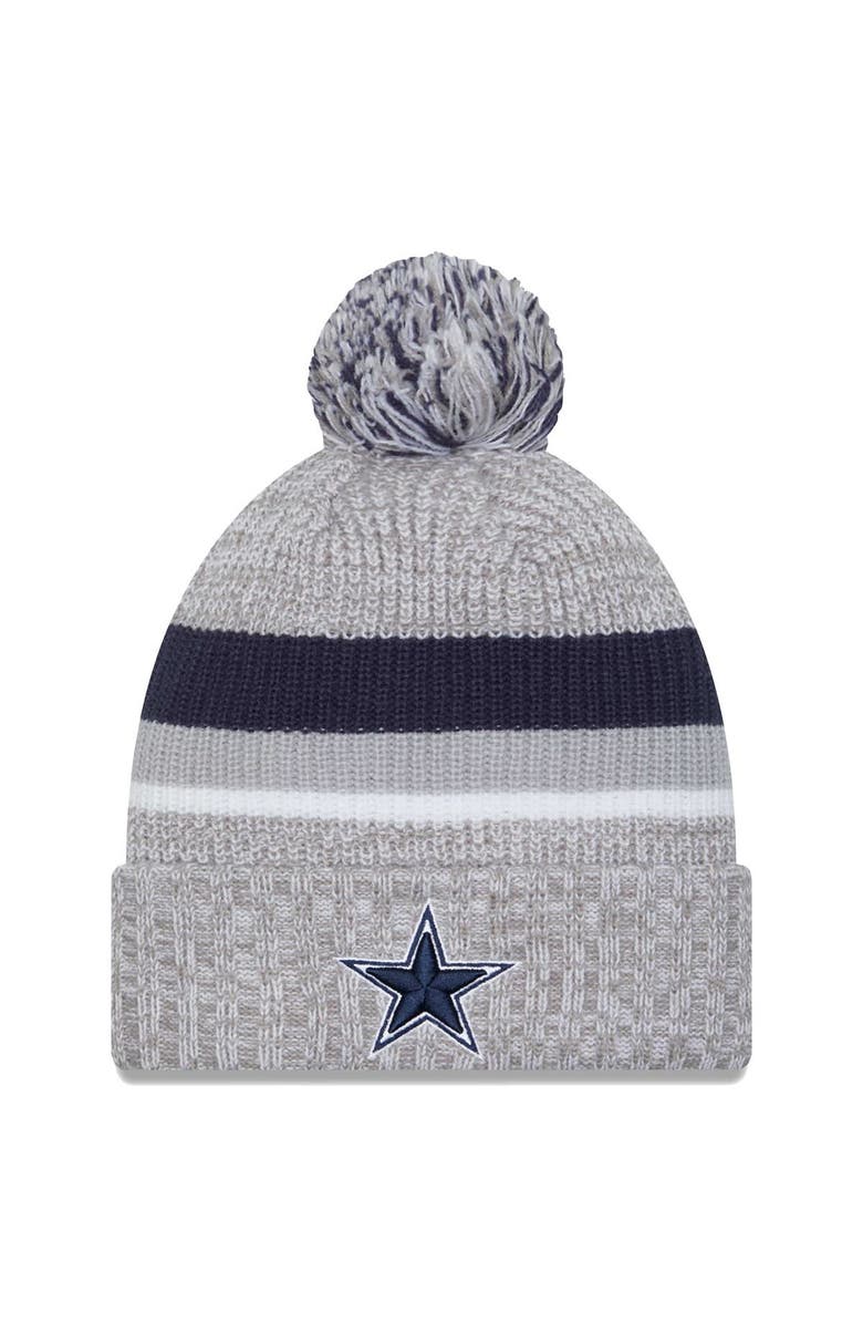 New Era Men's New Era Heather Gray Dallas Cowboys Cuffed Knit Hat with Pom, Main, color,