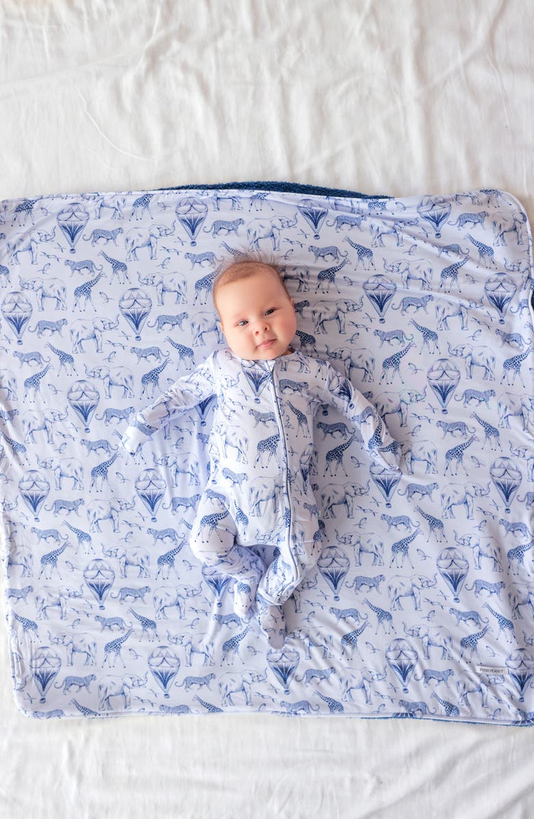 Posh Peanut Front Zip Footie, Alternate, color, Blue