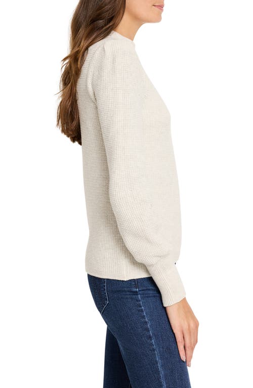 Nic + Zoe Nic+zoe Waffle Stitch Crewneck Sweater In Mist