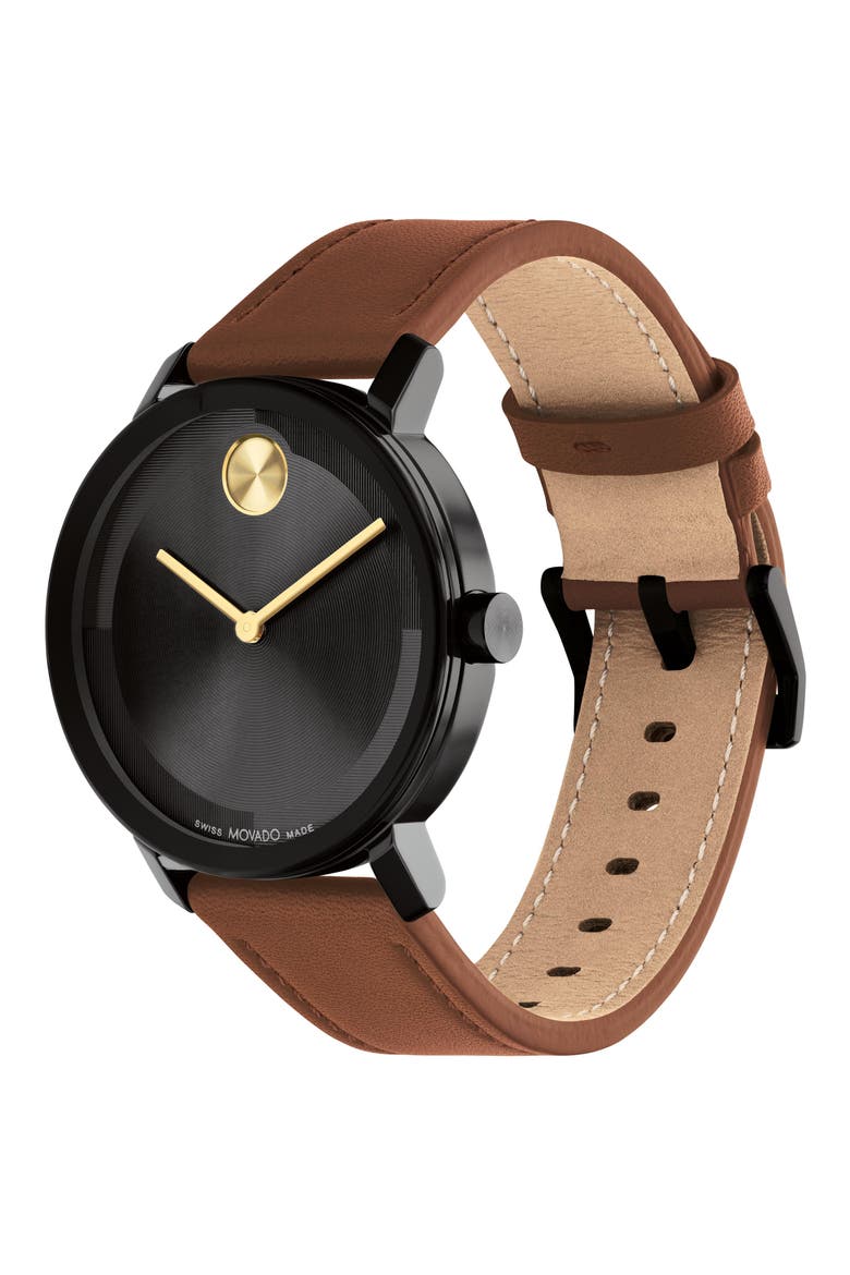 Bold Evolution 2.0 Leather Strap Watch, 40mm, Alternate, color, BLACK/ BROWN