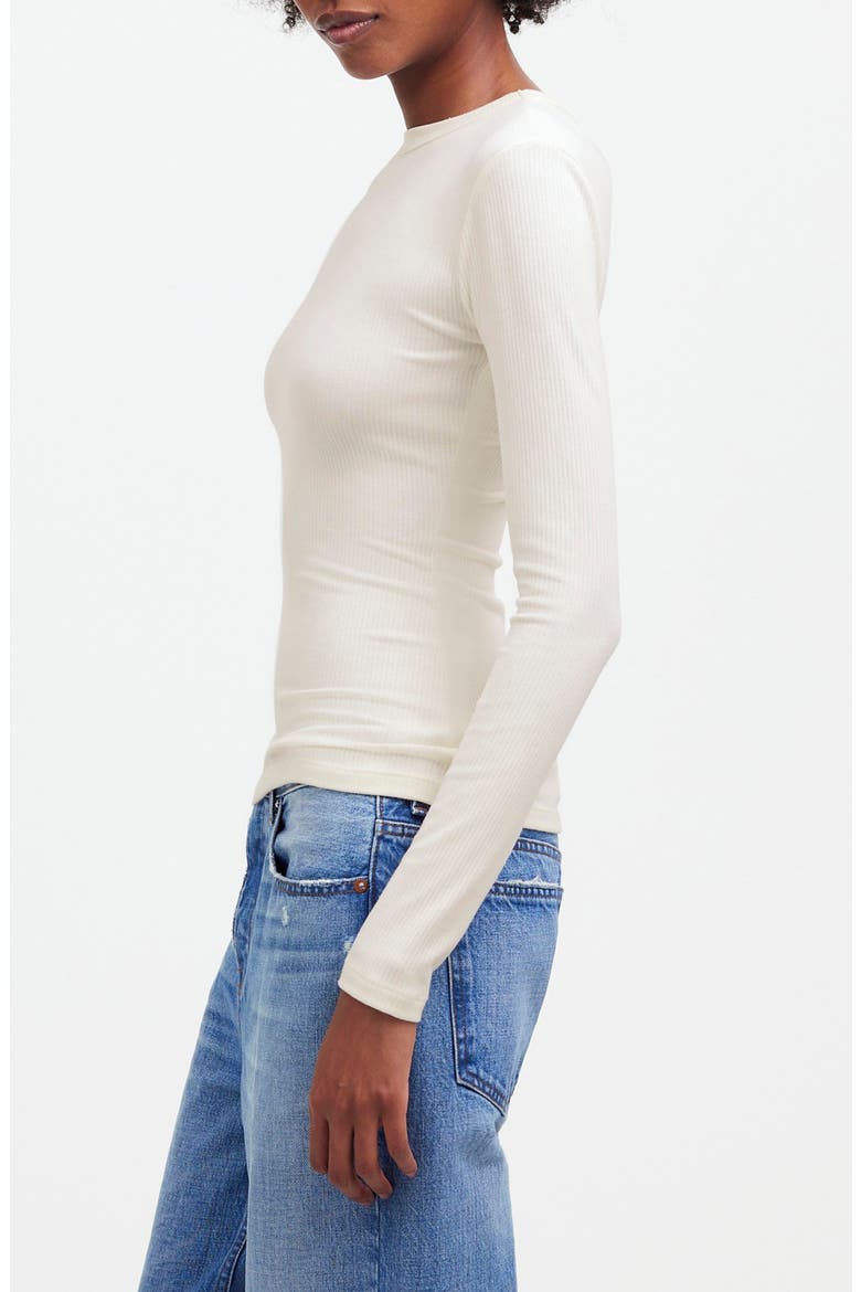 Drapey Long Sleeve Rib T-Shirt, Alternate, color, WINTER WHITE
