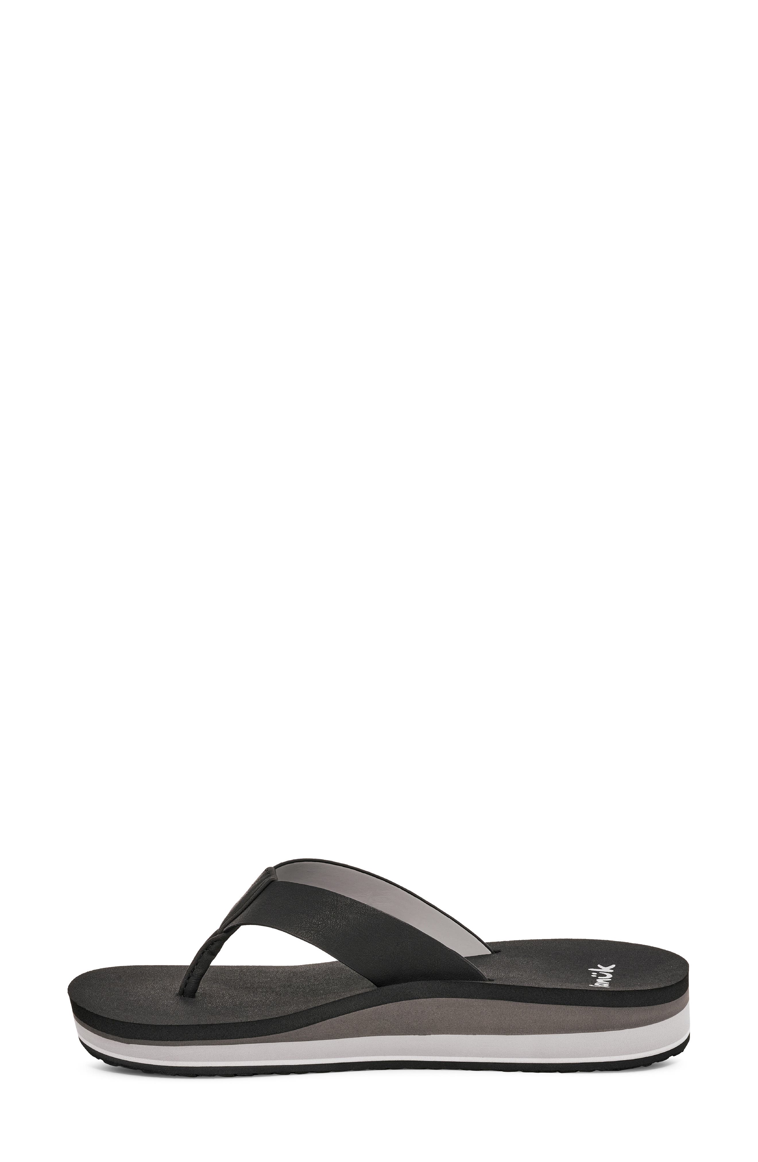 Sanuk Highland Flip Flop, Alternate, color, Black/Grey