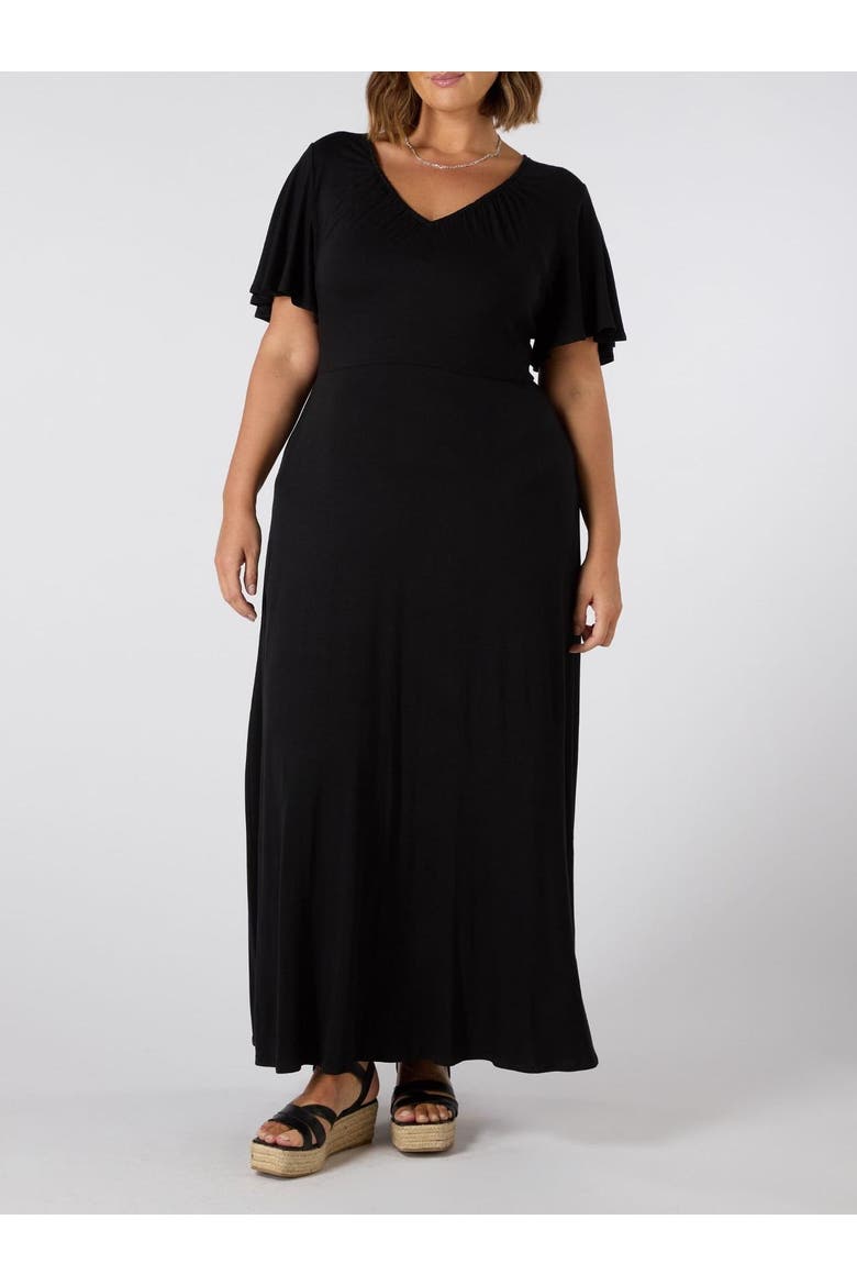 Jersey V-Neck Maxi Dress, Alternate, color, Black