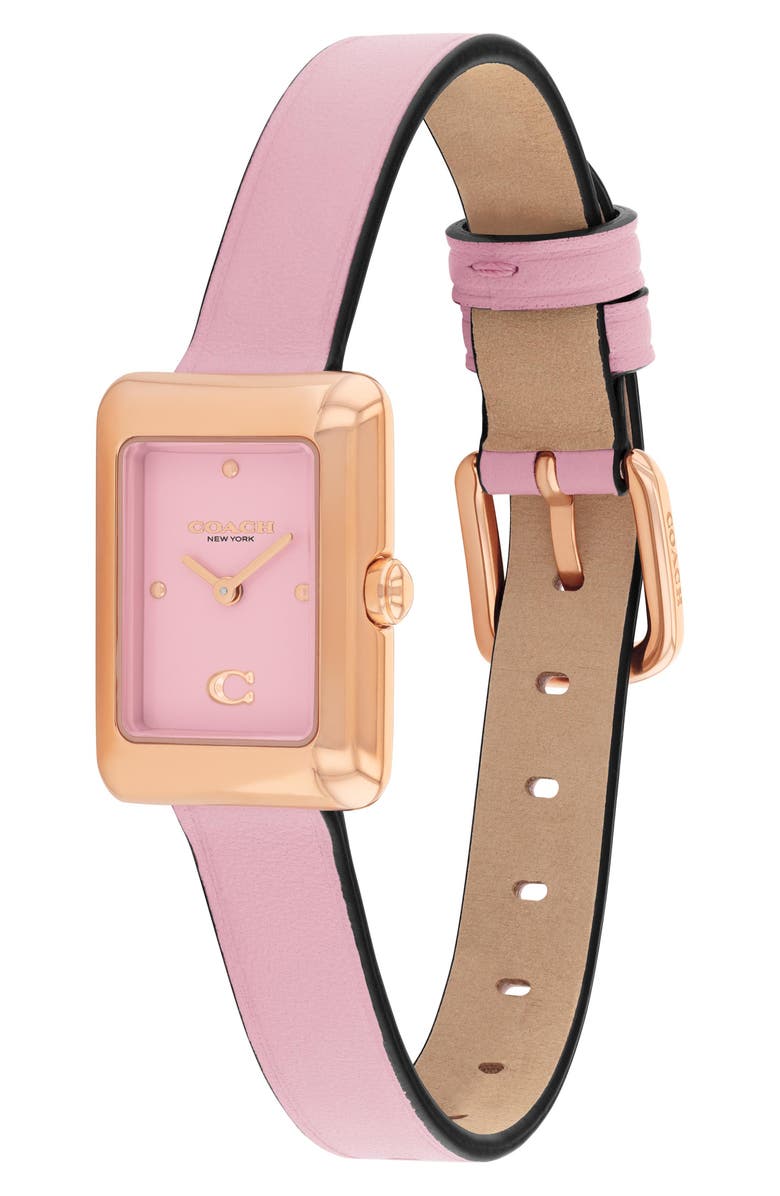 COACH Mara Leather Strap Watch, 22mm x 30mm, Alternate, color, Blush