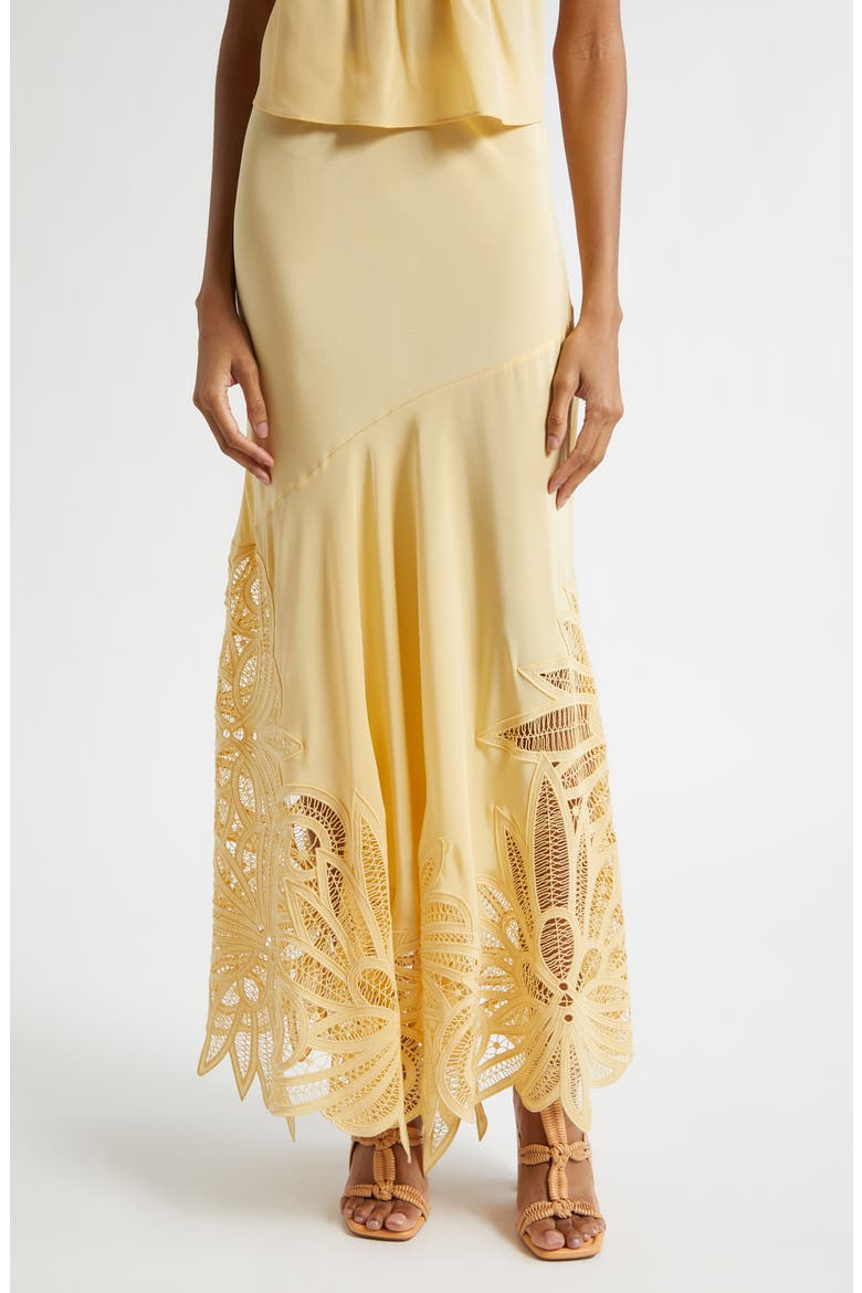 Oona Embroidered Silk Maxi Skirt, Main, color, DANDELION