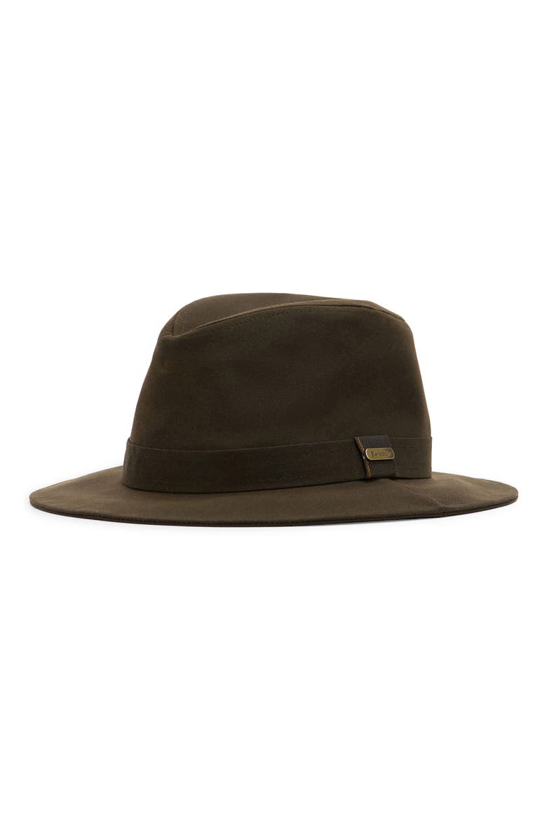 Vintage Waxed Cotton Fedora, Main, color, OLIVE