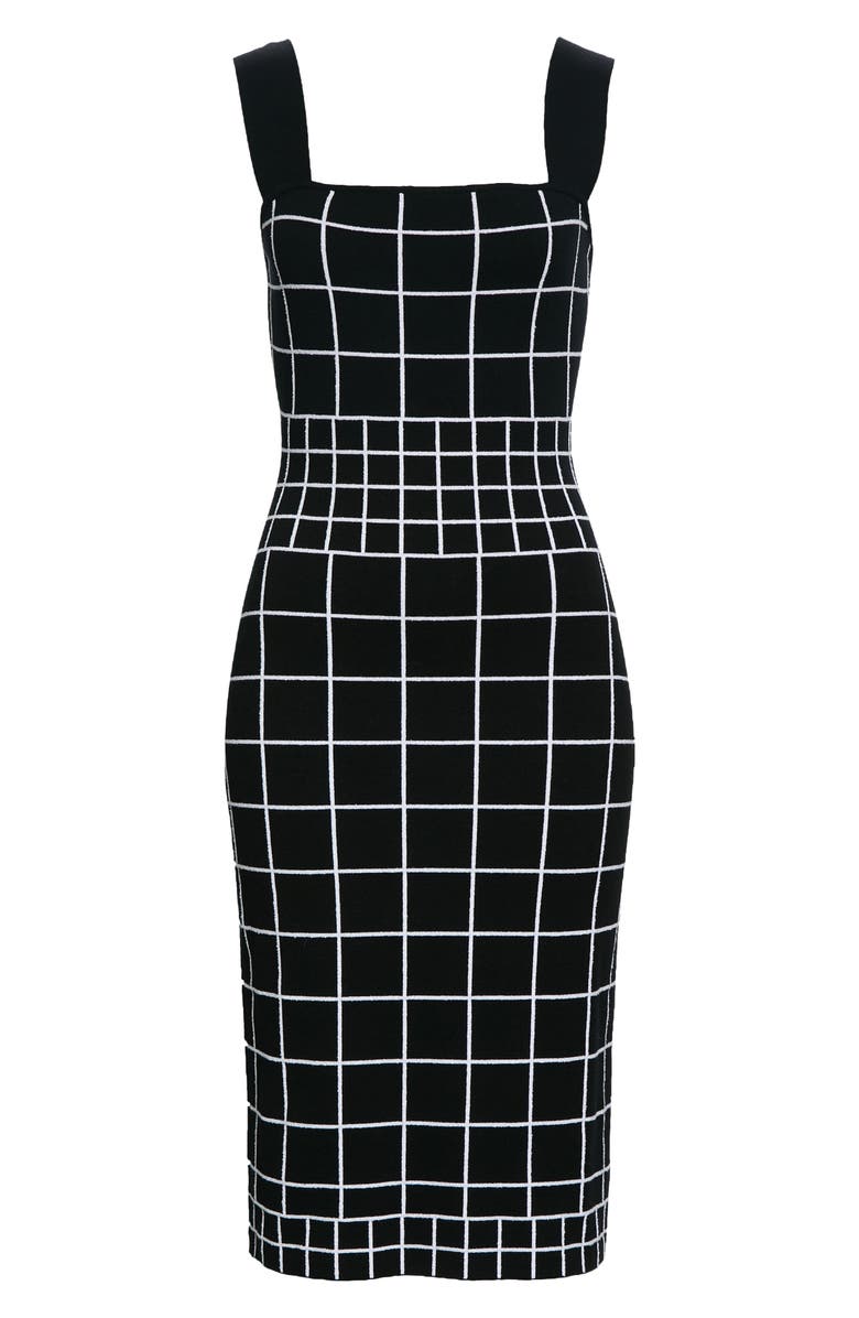Milly Windowpane Jacquard Column Dress, Alternate, color,