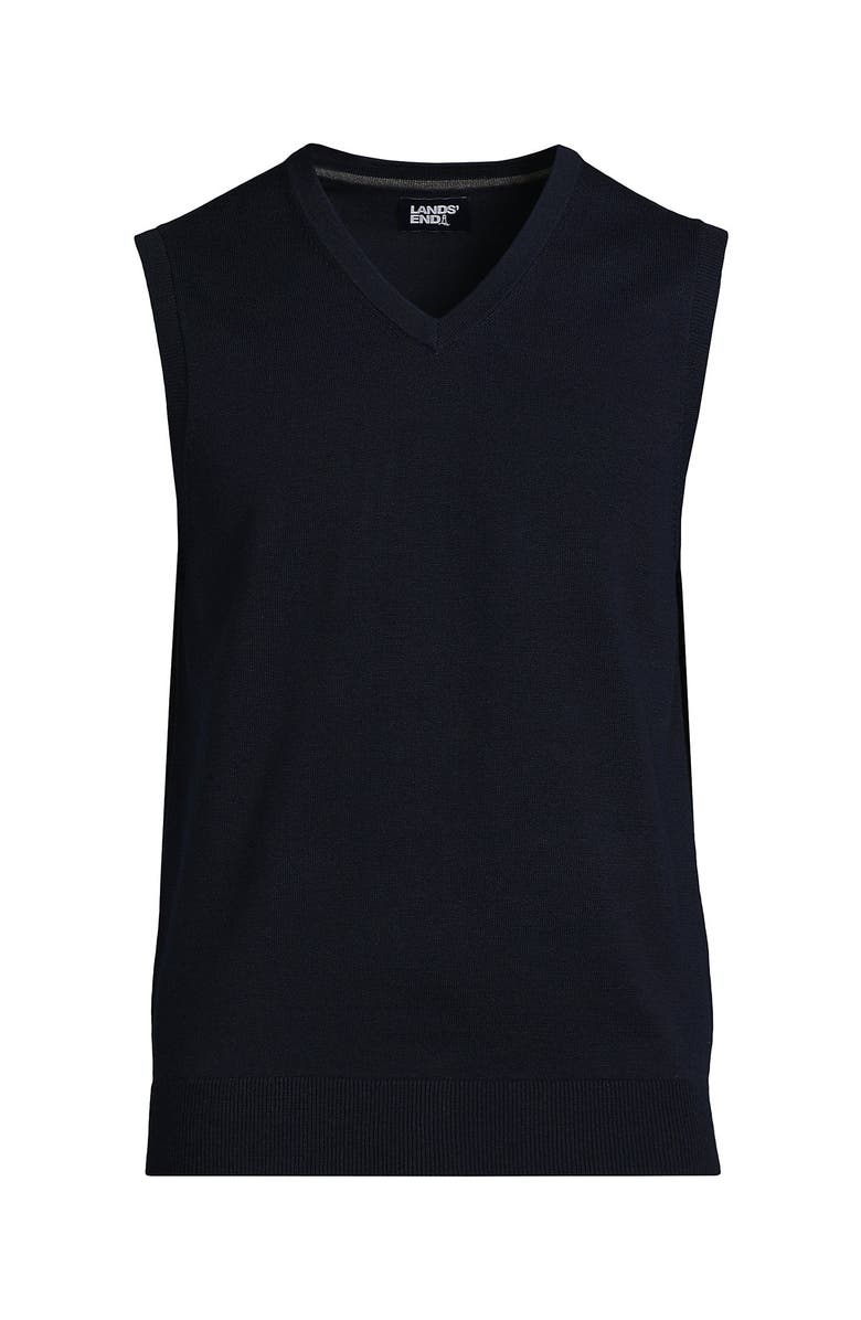 Lands' End Fine Gauge Cotton Vest, Alternate, color, Radiant Navy