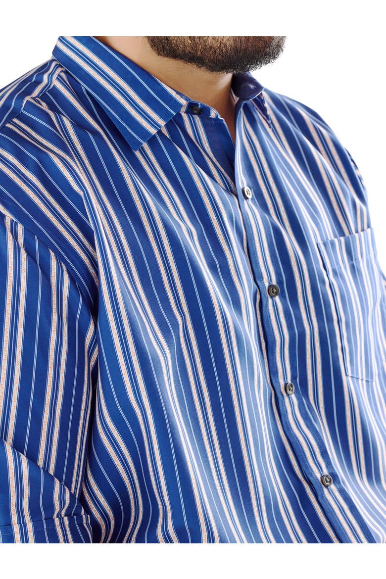 Big & Tall Abstract Striped Microfiber Sport Shirt, Alternate, color, NAVY