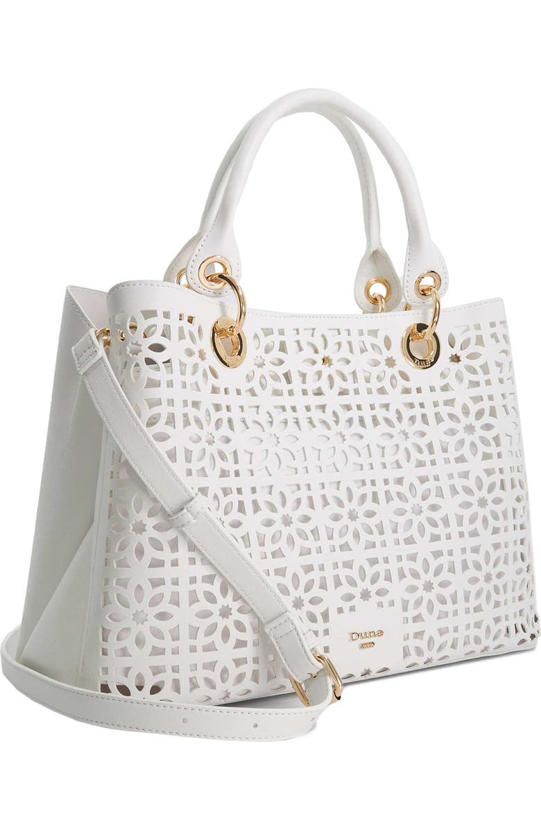 Dune London Delaser Faux Leather Tote, Alternate, color, White
