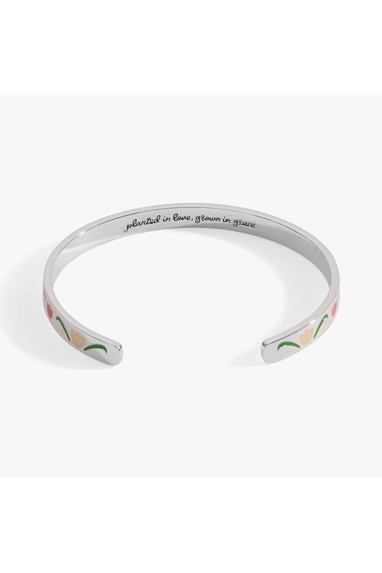 'Planted In Love, Grown In Grace' Tulip Flower Cuff, Alternate, color, Silver