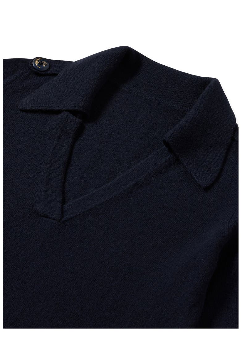 Cashmere Polo With Deep Neckline, Alternate, color, Blue