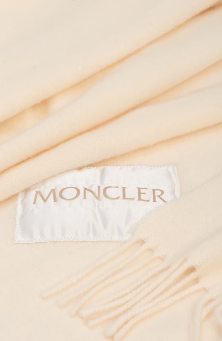 Moncler Virgin Wool Felt Fringe Scarf, Alternate, color, Silk White
