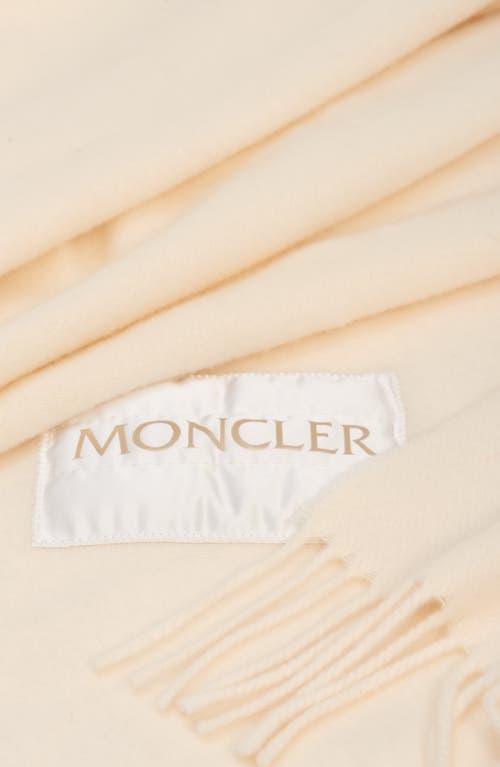 Moncler Virgin Wool Felt Fringe Scarf In Neutral