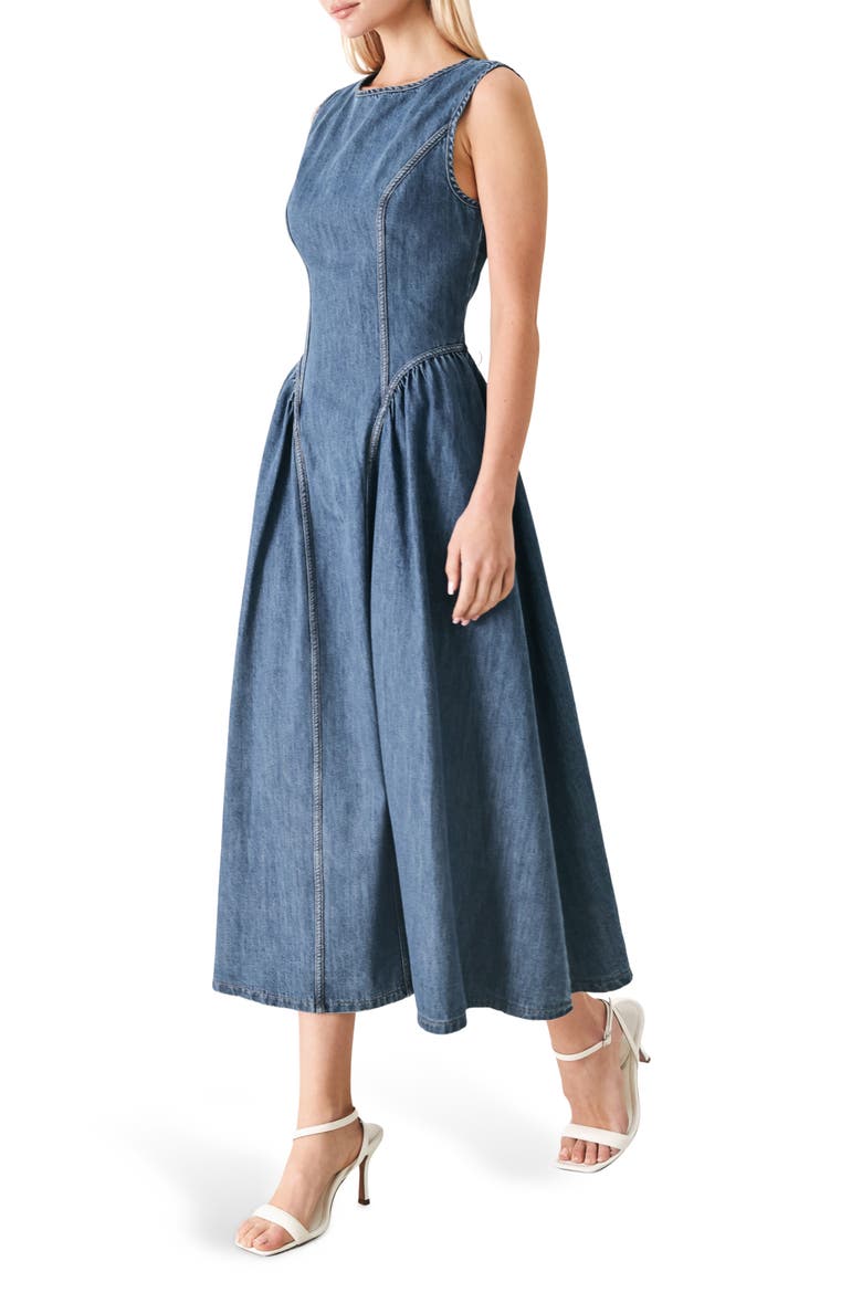 Denim Midi Dress, Alternate, color, DENIM BLUE