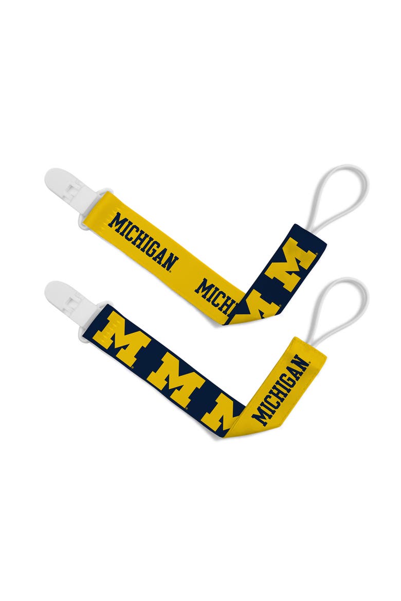 Michigan Wolverines Pacifier Clip 2-Pack, Main, color, Multicolor