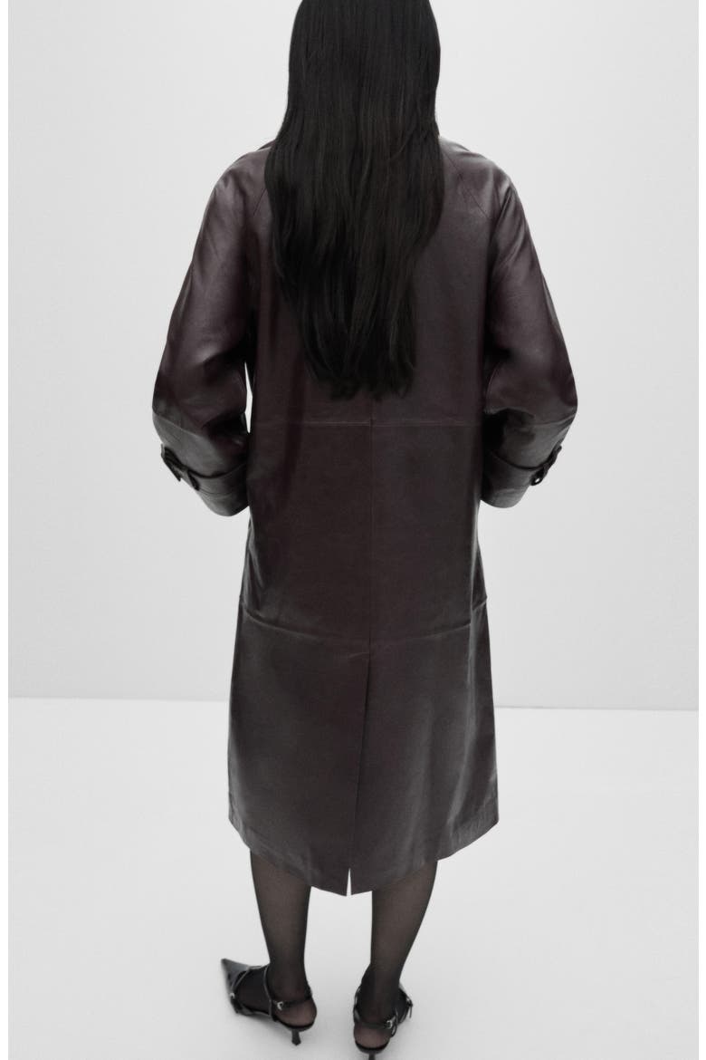 Oversize Leather Coat, Alternate, color, WINE