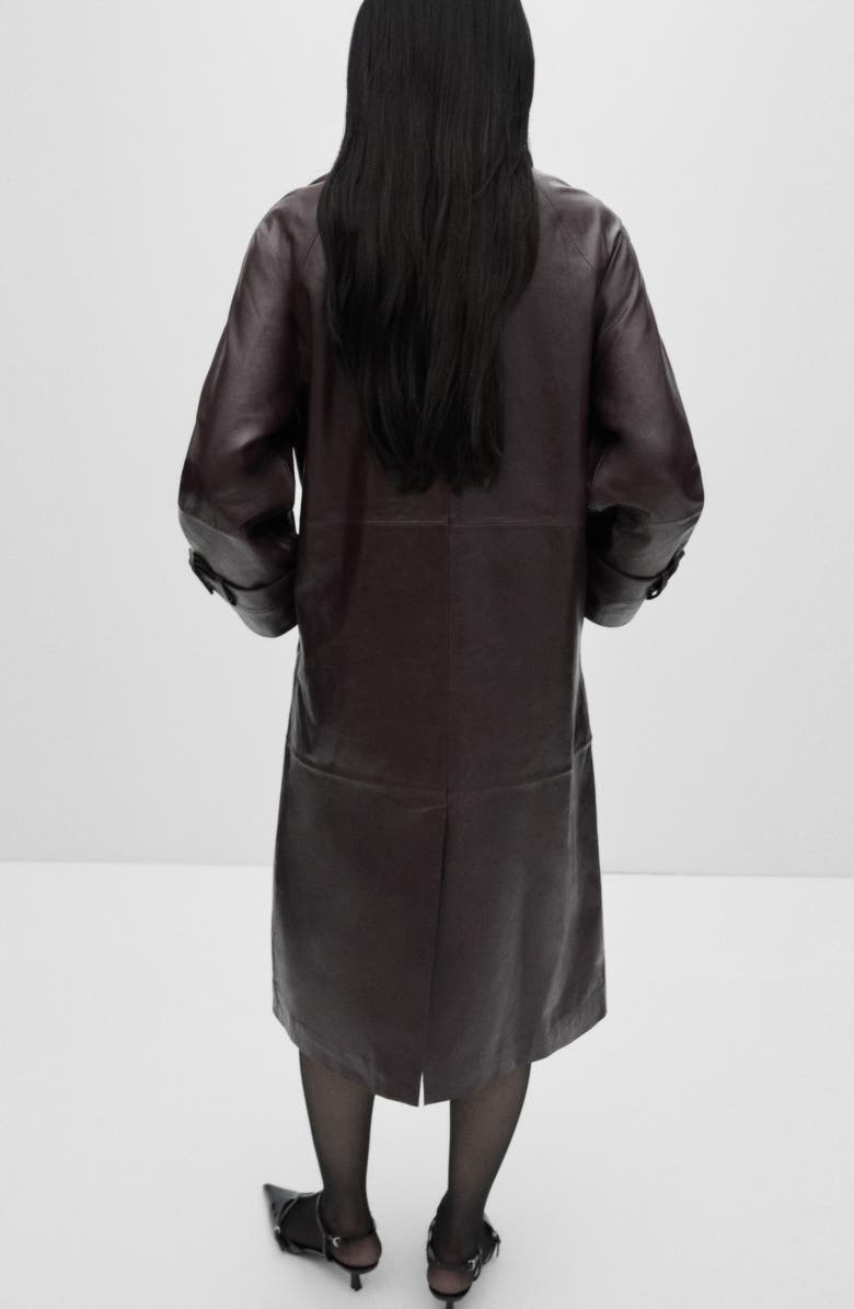 MANGO Oversize Leather Coat, Alternate, color,