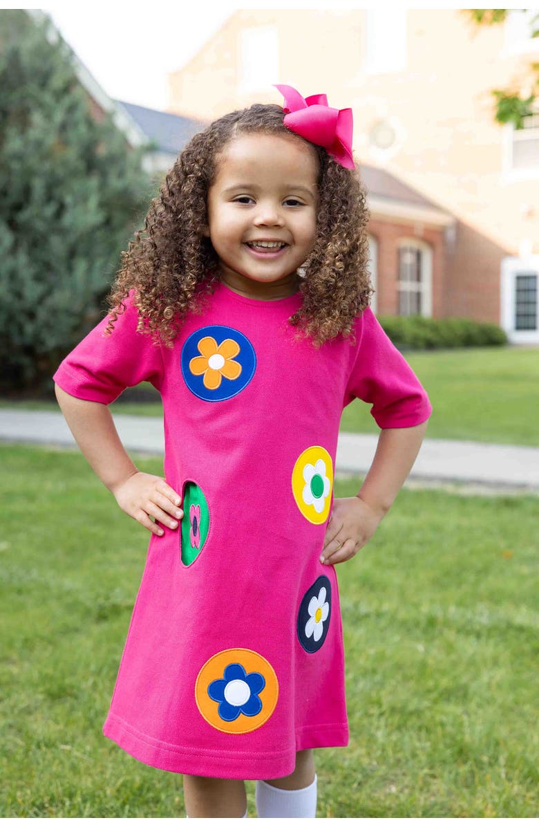 Florence Eiseman Pique Knit Dress With Flower Dots, Alternate, color, Pink, Multicolor