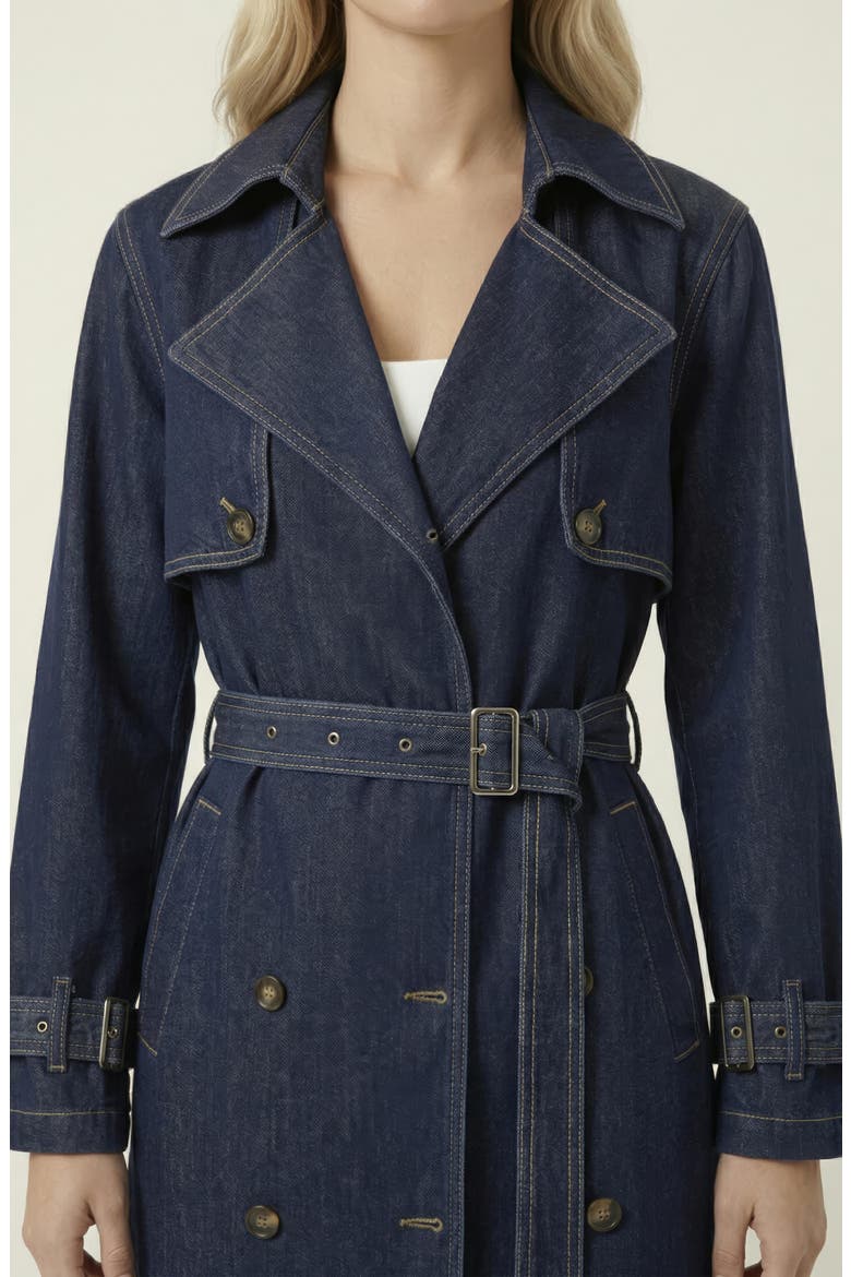Denim Trench Coat, Alternate, color, Dark Blue