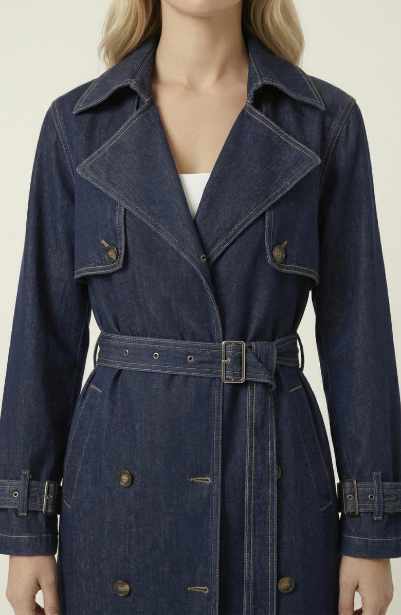 Modenaire Denim Trench Coat, Alternate, color, Dark Blue
