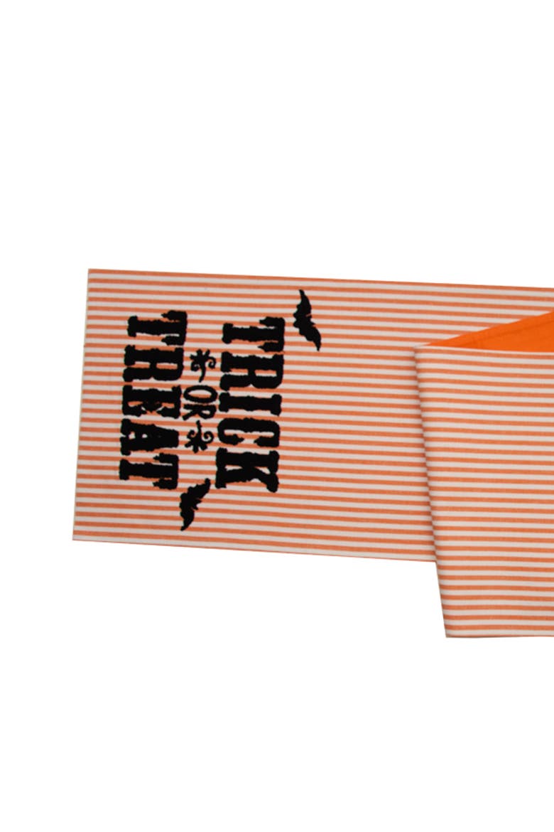 "Trick or Treat" Halloween Bats Reversible Striped Decorative Table Runner 14" x 72", Alternate, color, Orange