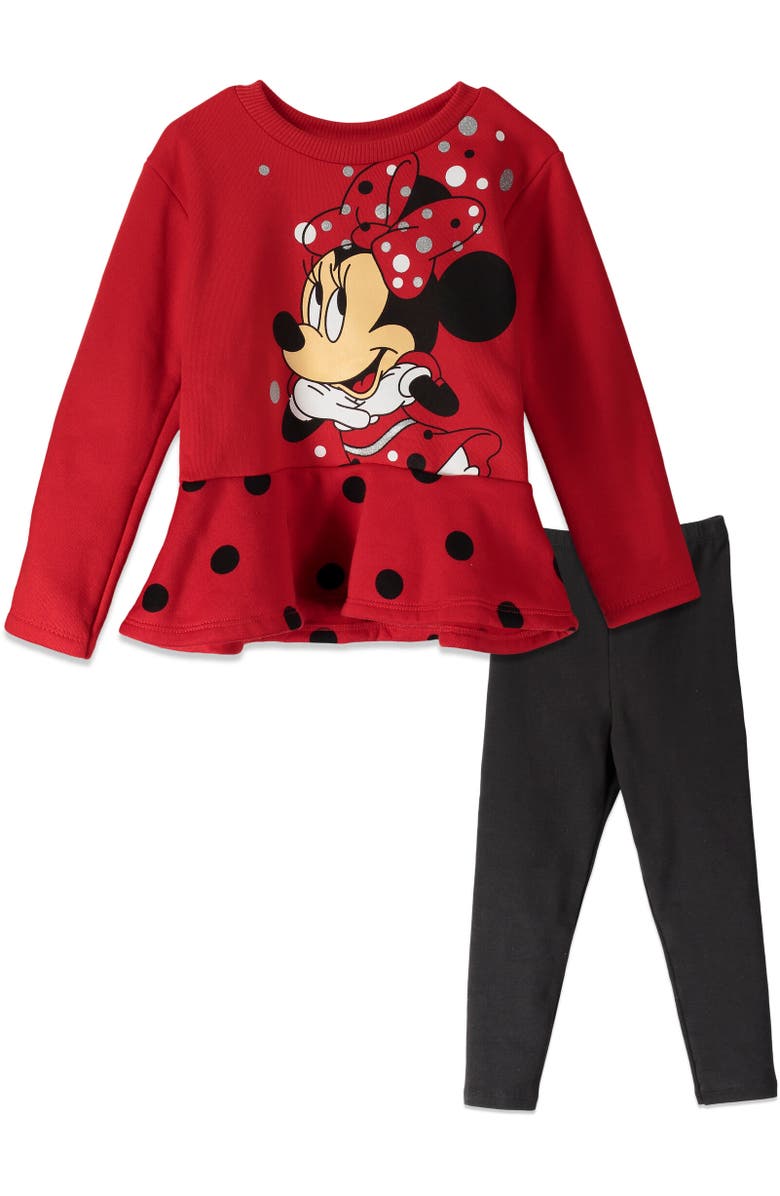 Disney Minnie Mouse Sweatshirt & Leggings Set, Main, color, Red/Black
