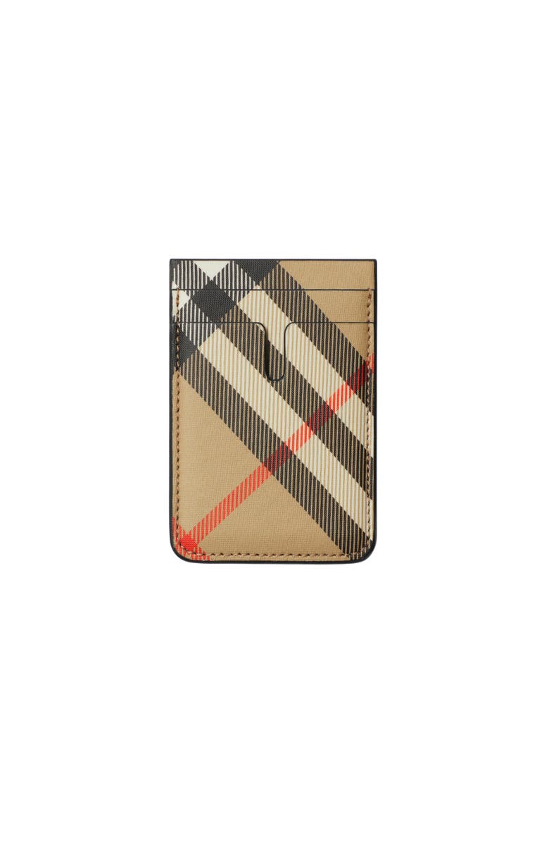 Burberry Check Magnetic Card Case, Main, color, Sand